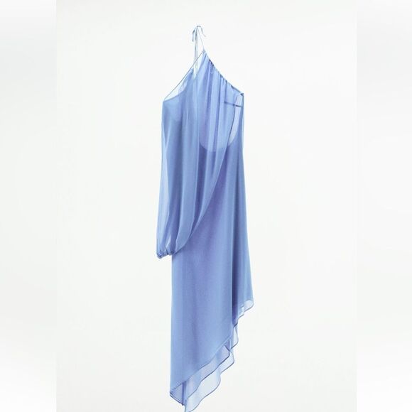 ZARA ASYMMETRIC CAPE DRESS - Picture 10 of 15